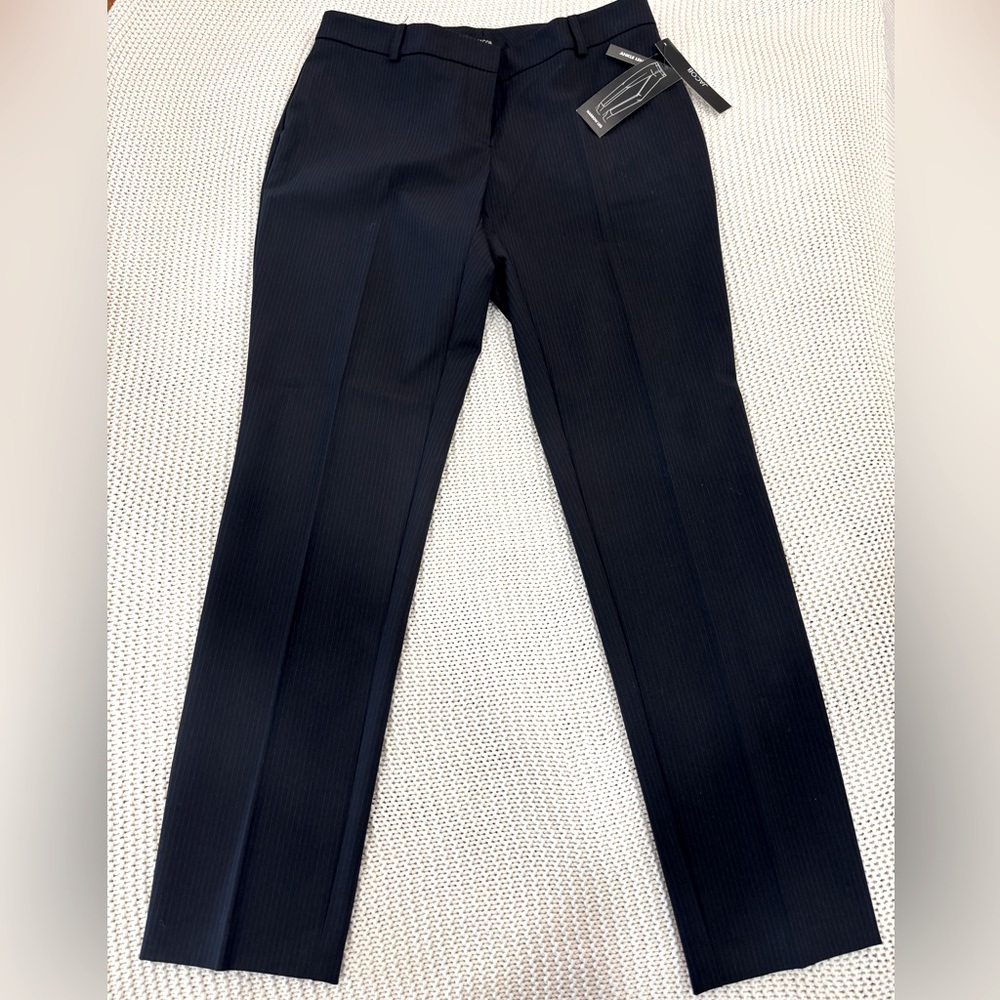 Navy Pinstripe Trousers